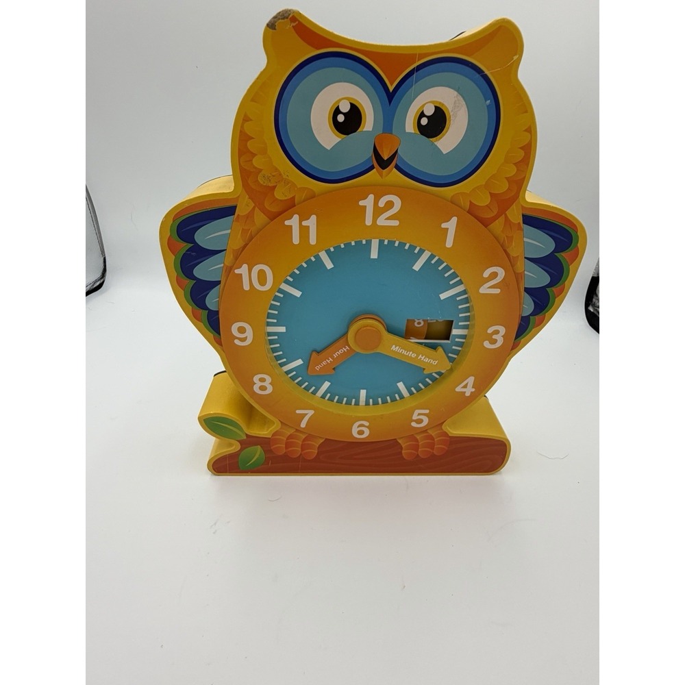 Mindware Owl Clock Tell Time and Chalkboard Wood Toy Educational Learning Tool